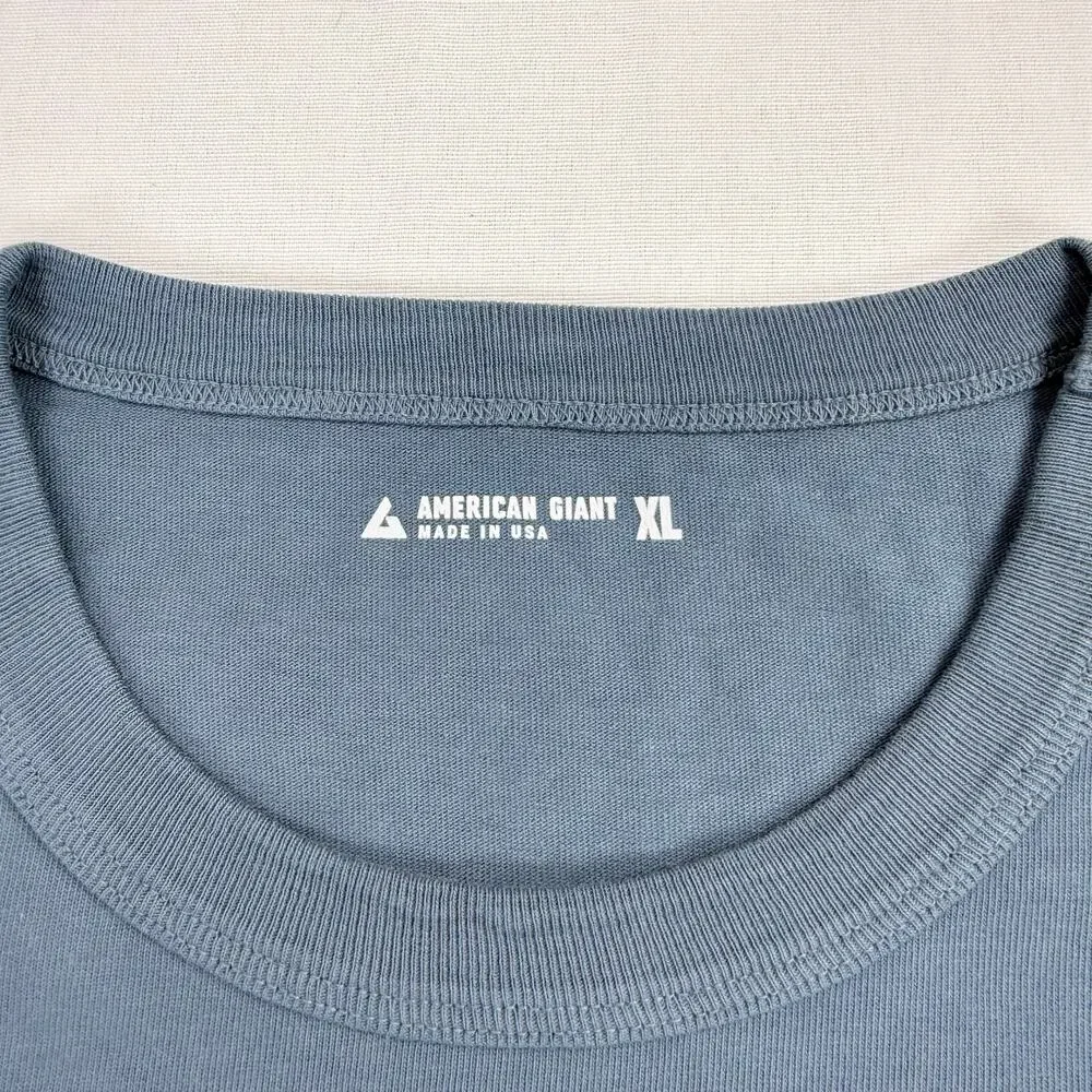 American Giant Everest Ultra Heavyweight Cotton Tee Shirt XL Blue - Picture 3 of 11